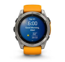 Load image into Gallery viewer, Smartwatch Garmin Fēnix® 8 AMOLED Sapphire 51mm 010-02905-11 Sapphire Titanium con Cinturino in Silicone Spark Orange/Grafite