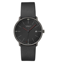 Carica l'immagine nel visualizzatore di Gallery, Orologio Junghans Max Bill Bauhaus Automatico Zaffiro Acciaio PVD Nero Pelle 027/4308.02