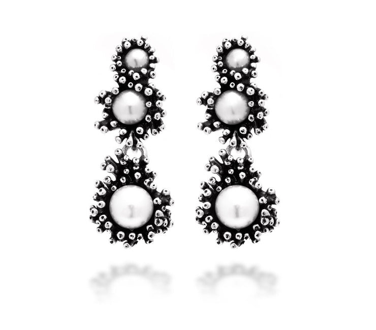 Giovanni Raspini Earrings in 925 Silver and Natural Pearls Drops Butterflies 11103
