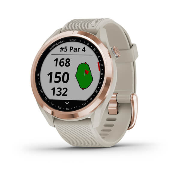 Garmin Approach S42 Golf GPS Smartwatch Rose Gold Light Brown Silicone