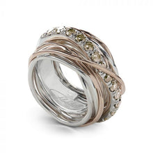 Load image into Gallery viewer, Filodellavita Rubinia Ring Carat Brown Diamonds 13 Wires Silver 925% Rose Gold 9 KT

