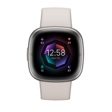 Carica l&#39;immagine nel visualizzatore di Gallery, Smartwatch Fitbit Sense 2 Sport Fitness Wellness Cardio Bianco Lunare Alluminio Grigio Platino
