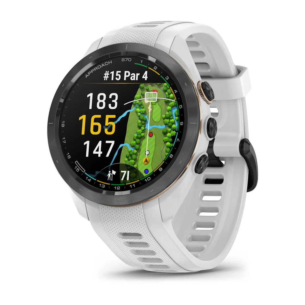 Smartwatch Garmin Approach S70 42mm GPS Golf Premium Lunetta Ceramica Nera Cinturino White