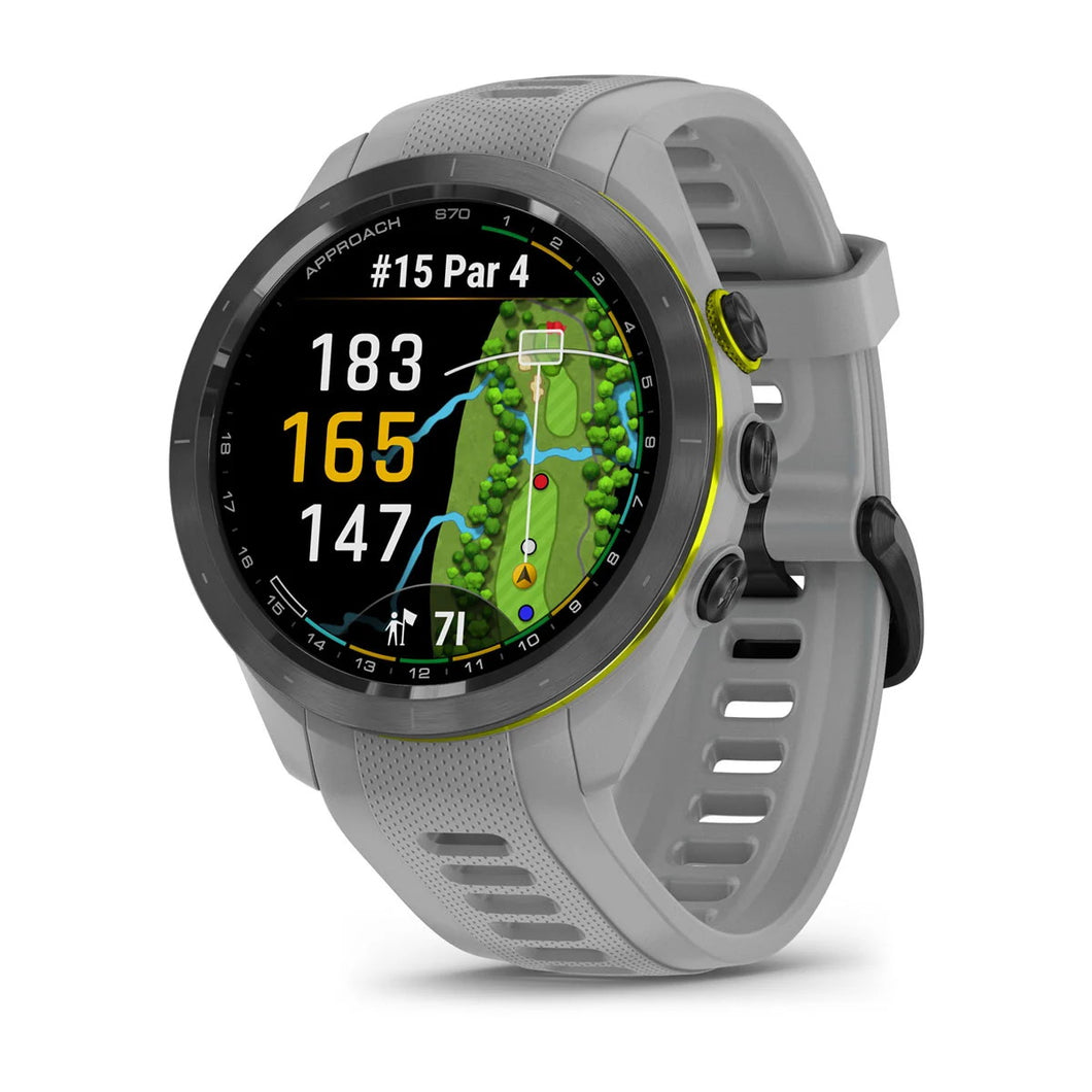 Smartwatch Garmin Approach S70 42mm GPS Golf Premium Lunetta Ceramica Nera Cinturino Powder Grey