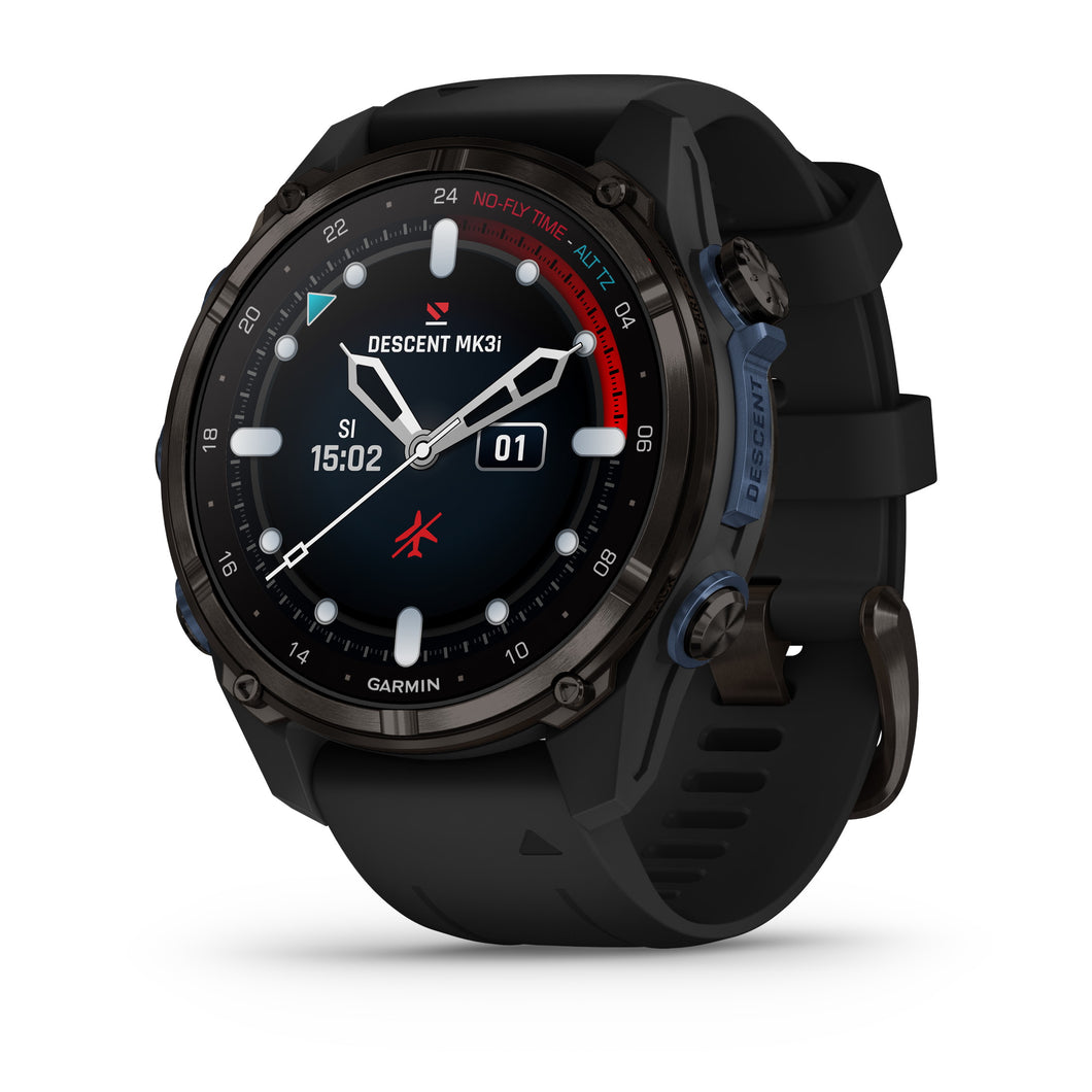 Smartwatch Garmin Descent Mk3i 43mm Multisport Dive Sub Computer Titanio Carbon Grey DLC Cinturino Silicone Black