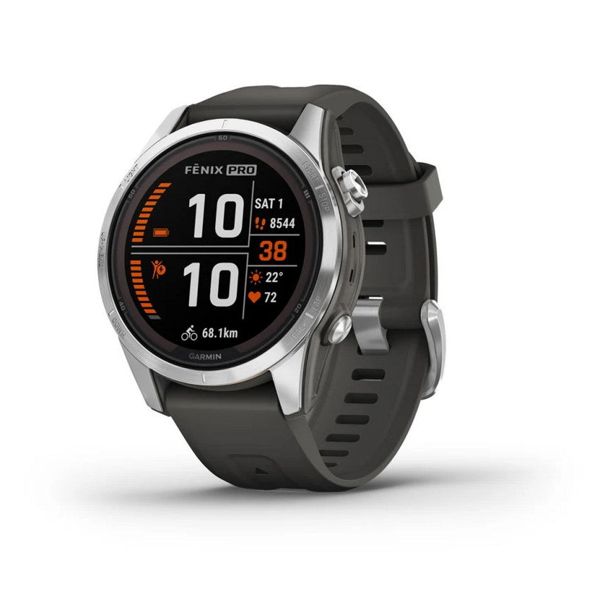 Smartwatch Garmin Fenix 7S Pro Solar GPS Multisport Outdoor Cardio Silver Cinturino Graphite