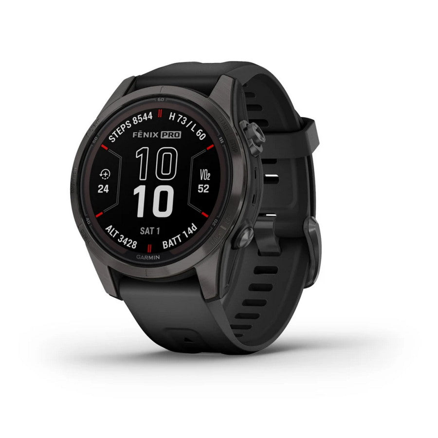 Smartwatch Garmin Fenix 7S Pro Sapphire Solar GPS Multisport Outdoor Cardio Carbon Gray DLC Titanium Cinturino Black
