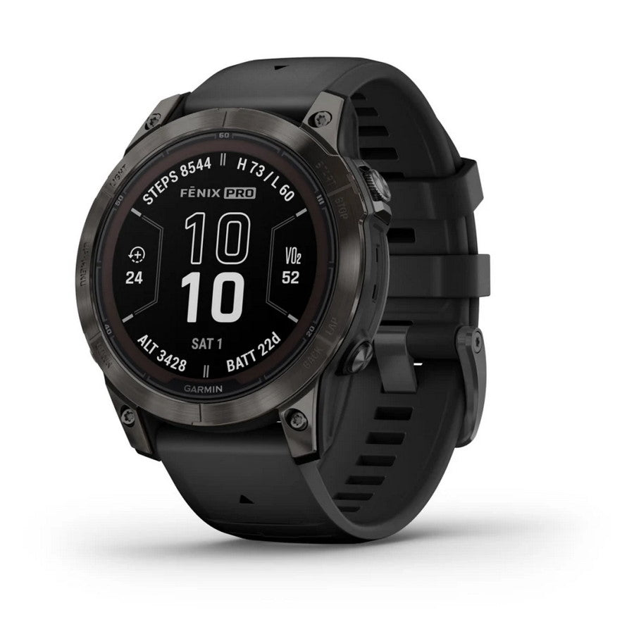 Smartwatch Garmin Fenix 7 Pro Sapphire Solar GPS Multisport Outdoor Cardio Carbon Gray DLC Titanium Cinturino Black