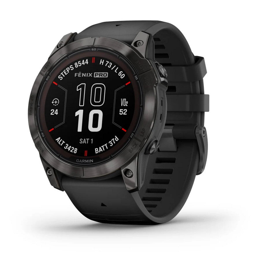 Smartwatch Garmin Fenix 7X Pro Sapphire Solar GPS Multisport Outdoor Cardio Carbon Gray DLC Titanium Cinturino Black