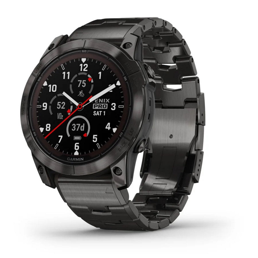 Smartwatch Garmin Fenix 7X Pro Sapphire Solar GPS Multisport Outdoor Cardio Carbon Gray DLC Titanium Cinturino Vented Titanium
