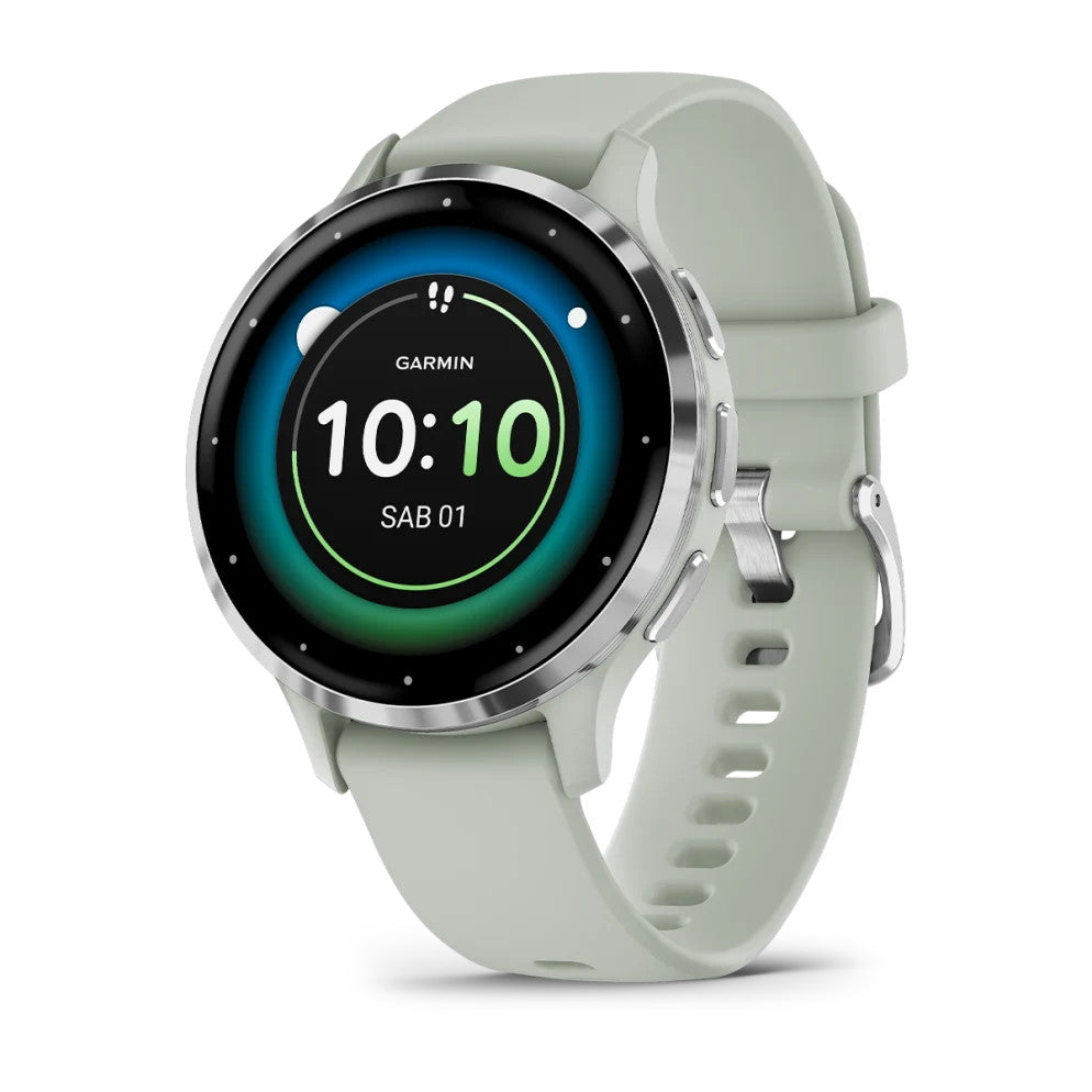 Smartwatch Garmin Venu 3S Multisport Fitness Wellness Cardio Silicone Sage Gray & Silver