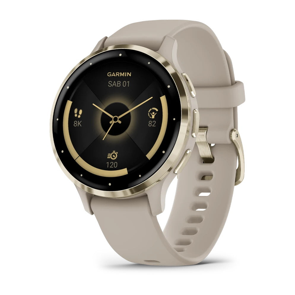 Smartwatch Garmin Venu 3S Multisport Fitness Wellness Cardio Silicone French Gray & Soft Gold