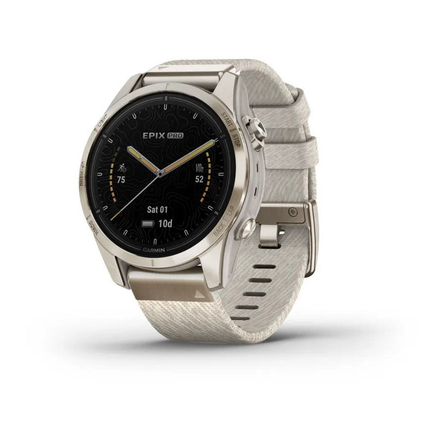 Smartwatch Garmin Epix Pro Gen 2 Sapphire 42mm GPS Multisport Outdoor AMOLED Cardio Soft Gold Cinturino Nylon Cream Heathered