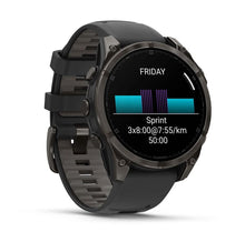 Load image into Gallery viewer, Smartwatch Garmin Fēnix® 8 AMOLED Sapphire 47mm 010-02904-21 Titanium Carbon Gray DLC con Cinturino Silicone Black/Pebble Grey
