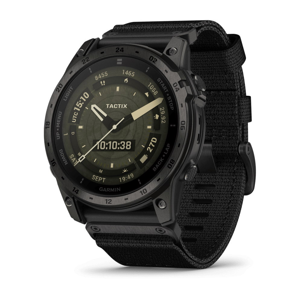 Smartwatch Garmin Tactix 7 AMOLED GPS Multisport Tattico Premium Cardio Titanio Cinturino Nylon Nero