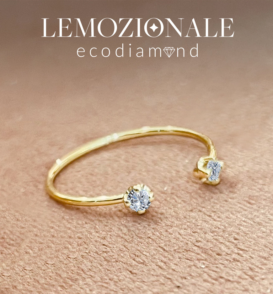 Lemozionale EcoDiamond Anello Solitario Due Oro 18KT  Diamante Green 0,10