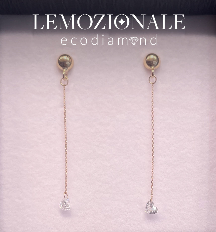 Lemozionale EcoDiamond Orecchini Oro 18KT  Diamanti Cuore Green