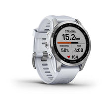 Load image into Gallery viewer, Garmin Fenix 7S GPS Multisport Outdoor Cardio Silver Smartwatch Whitestone Silicone Strap
