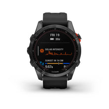Load image into Gallery viewer, Garmin Fenix 7S Solar GPS Multisport Outdoor Cardio Slate Gray Smartwatch Black Silicone Strap
