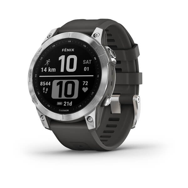 Garmin Fenix 7 GPS Multisport Outdoor Cardio Silver Smartwatch Graphite Silicone Strap