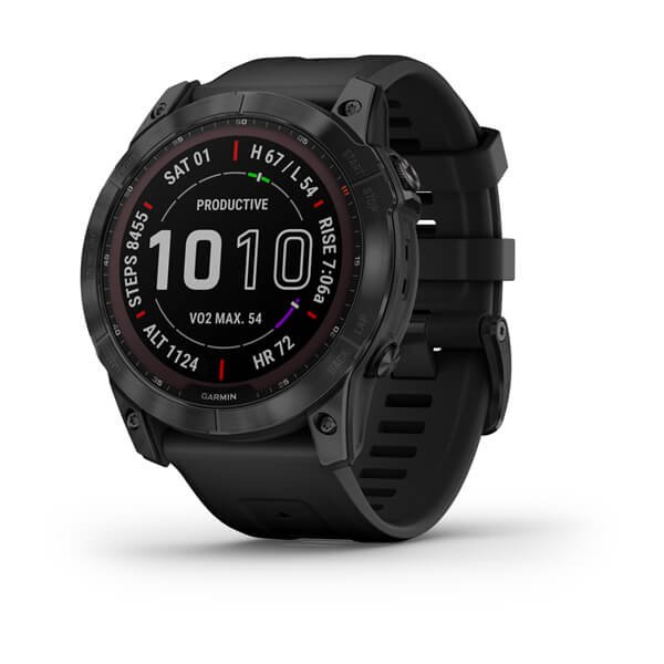 Smartwatch Garmin Fenix 7X Sapphire Solar Titanium GPS Multisport Outdoor Cardio Black DLC Cinturino Silicone Black