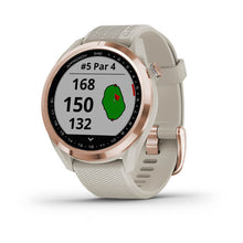 Carica l&#39;immagine nel visualizzatore di Gallery, Smartwatch Garmin Approach S42 Golf GPS Oro Rosa Silicone Marrone Chiaro
