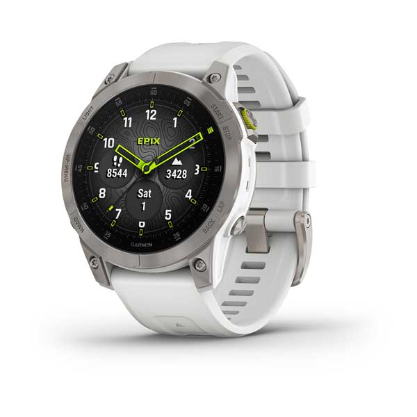 Garmin Epix Gen 2 GPS Multisport Outdoor Cardio Smartwatch Sapphire White Titanium Silicone Strap