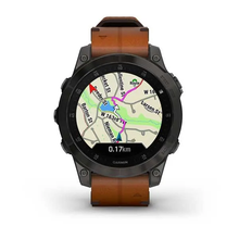 Load image into Gallery viewer, Garmin Epix Gen 2 GPS Multisport Outdoor Cardio Smartwatch Sapphire Black Titanium Chestnut Leather Strap
