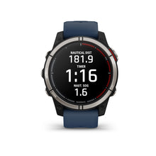 Carica l&#39;immagine nel visualizzatore di Gallery, Smartwatch Garmin Quatix 7 Sapphire AMOLED GPS Multisport Nautico Cardio Titanio Cinturino Silicone Blue Navy

