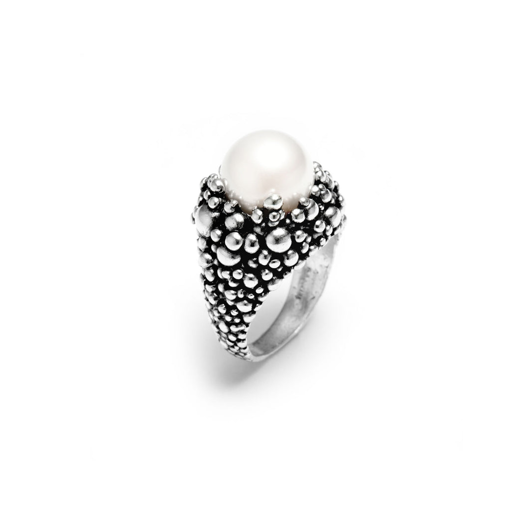 Giovanni Raspini Ring in 925 Silver and Natural Pearls Drops Perlage 11098