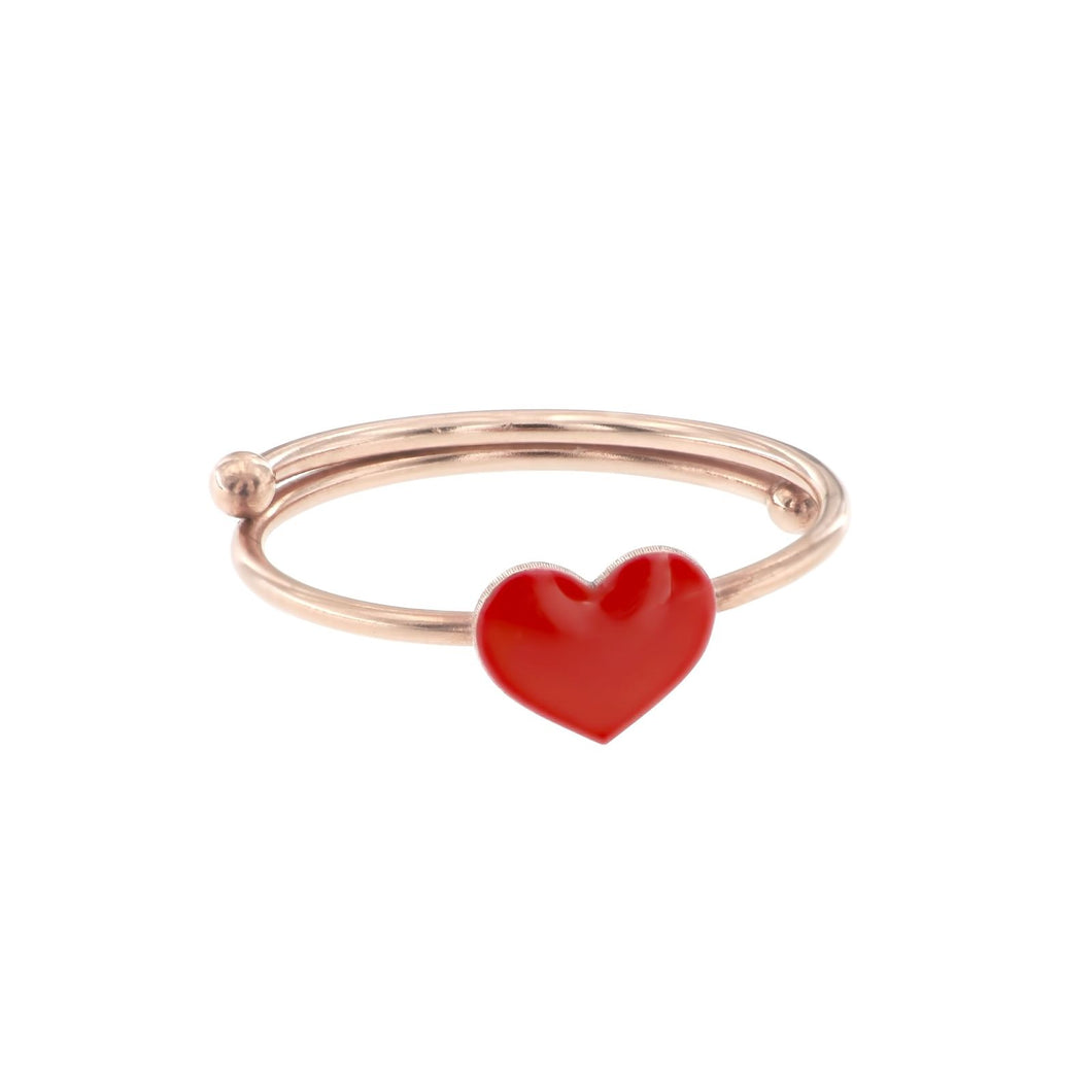 Maman et Sophie Heart Ring Red Enamel Silver 925% Pink