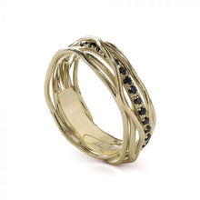 Load image into Gallery viewer, Filodellavita Rubinia Classic Ring Black Diamonds 7 Wires Yellow Gold 9 Kt
