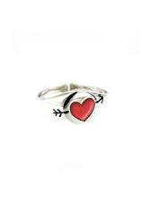 Load image into Gallery viewer, Ring Maman et Sophie Chevalier Heart Red Enamel 925% Silver
