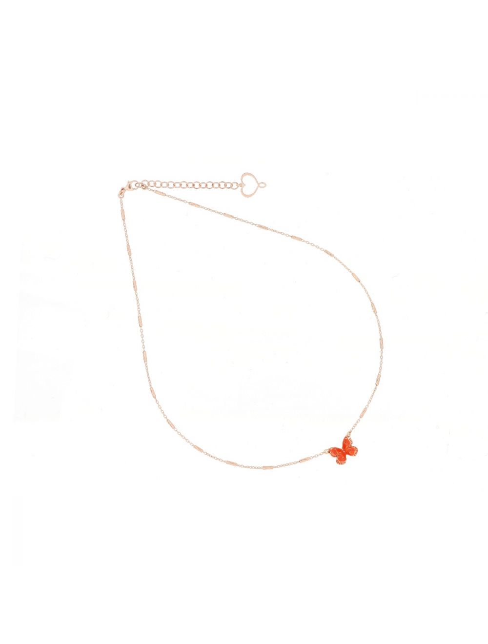 Collana Maman et Sophie Farfalla Smalto Arancione Argento 925% Rosa