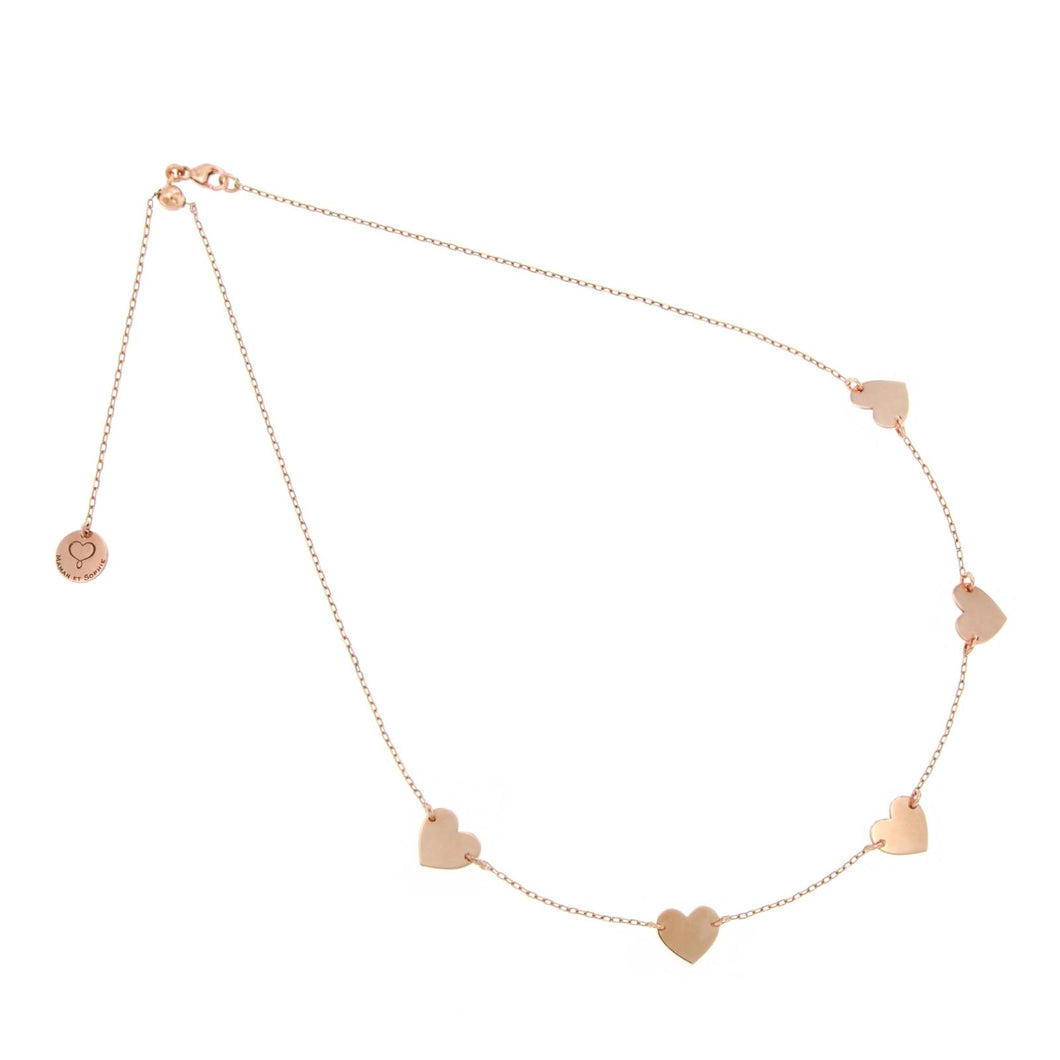 Collana Maman et Sophie Cuori Argento 925% Rosa