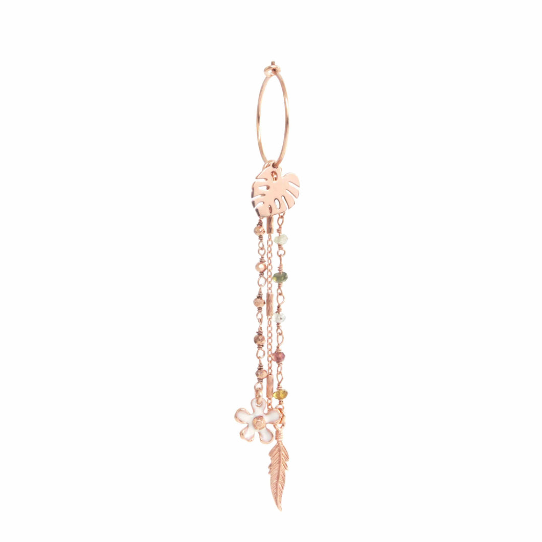 Orecchino Maman et Sophie Cerchio Monstera Fiore Argento 925% Rosa