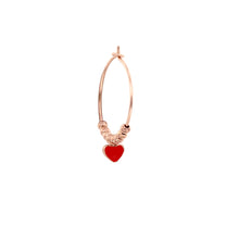 Load image into Gallery viewer, Maman et Sophie Red Enamel Heart Earring Silver 925% Pink
