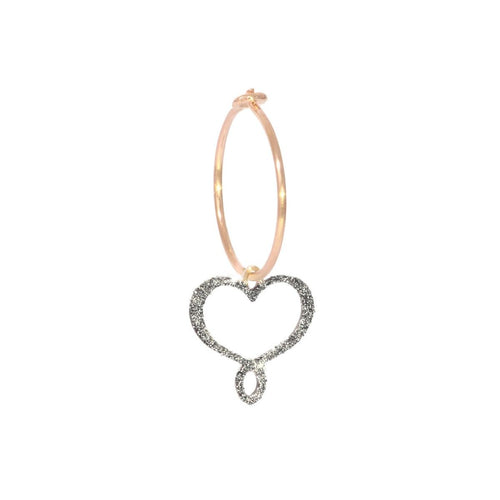 Maman et Sophie Orecchino Singolo Oro Rosa 18 Kt Cuore Maman Polvere Diamante Cromo ORPOW9MK